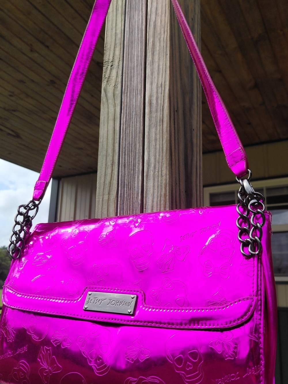 Metallic PINK B.J. PURSE W/SKULLS